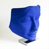 Blue Ponderer by Jilly Sutton, Sculpture, Olive stone resin with Blue Pigment